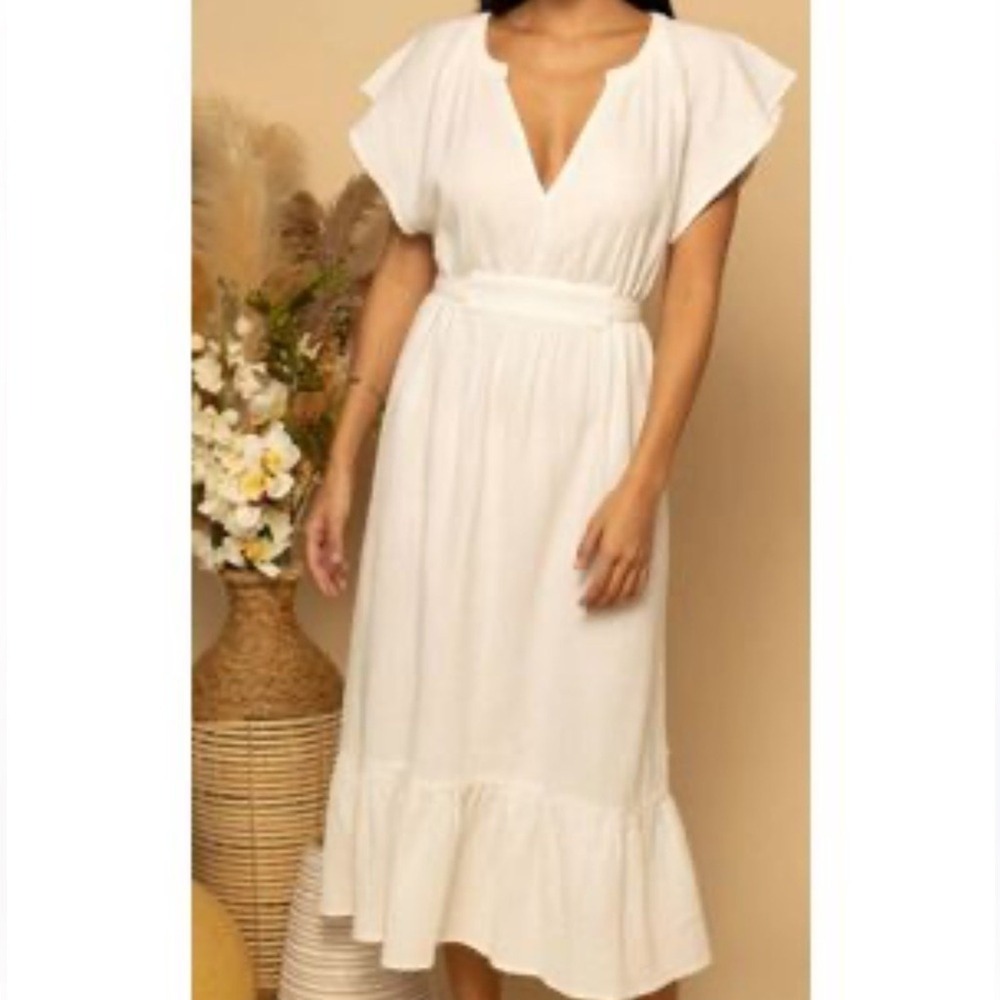 Shore NWT Size XS white Alys‎ Belted midi dress